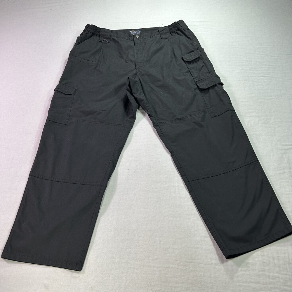 5.11 Tactical Taclite Pro Pants Mens 40x30 Black Ripstop Canvas Elastic Waist‎